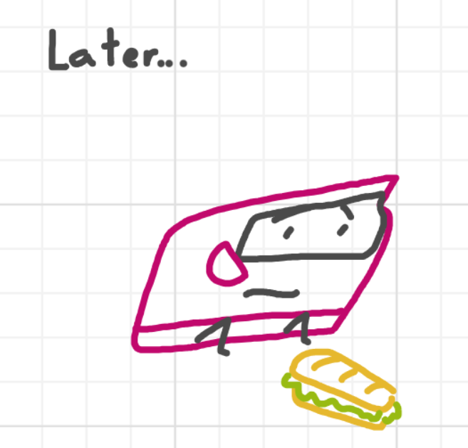 A panel from Running Duos, episode four of the Board Boards object show by Furretwalk/WalkingFurret.